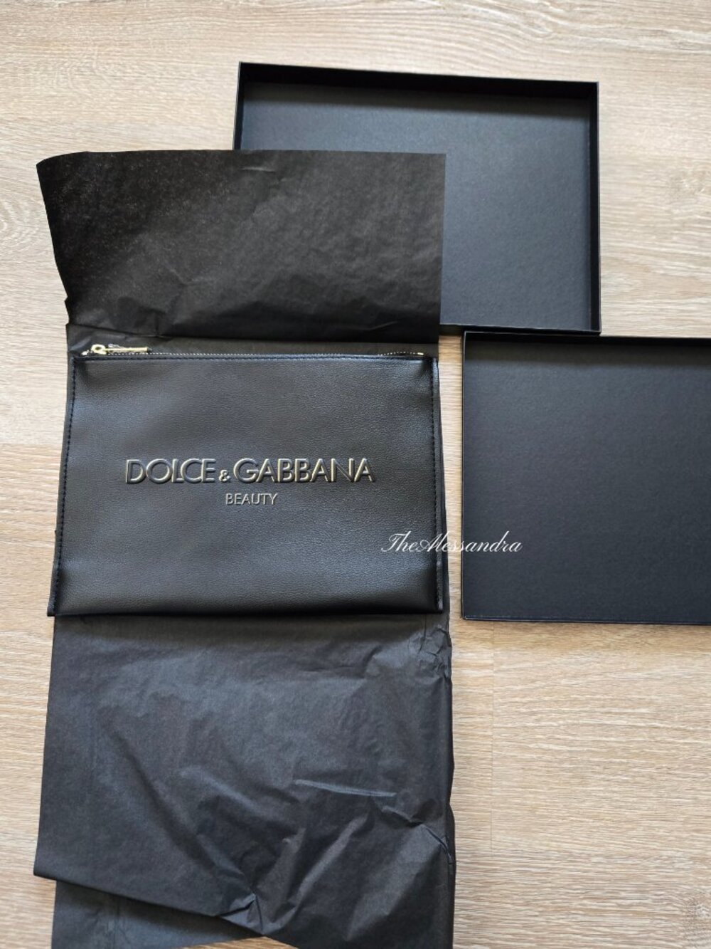 Dolce & Gabbana Beauty Black Faux Leather Zip Makeup Cosmetic Pouch New In Box